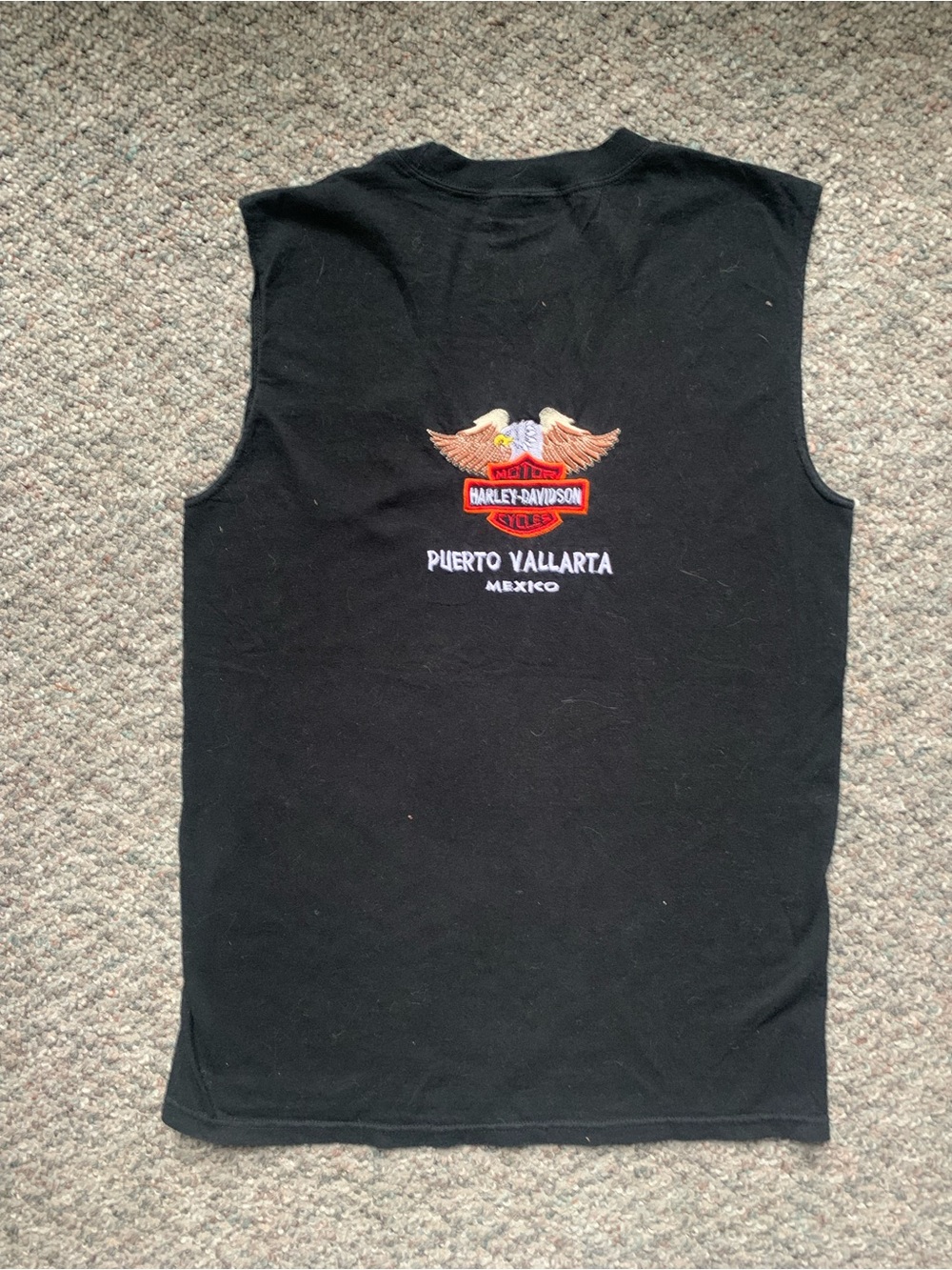 Harley-Davidson Black Sleeveless Tank with Embroidered Eagle